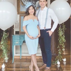 ASOS DESIGN Maternity v bar textured midi bodycon